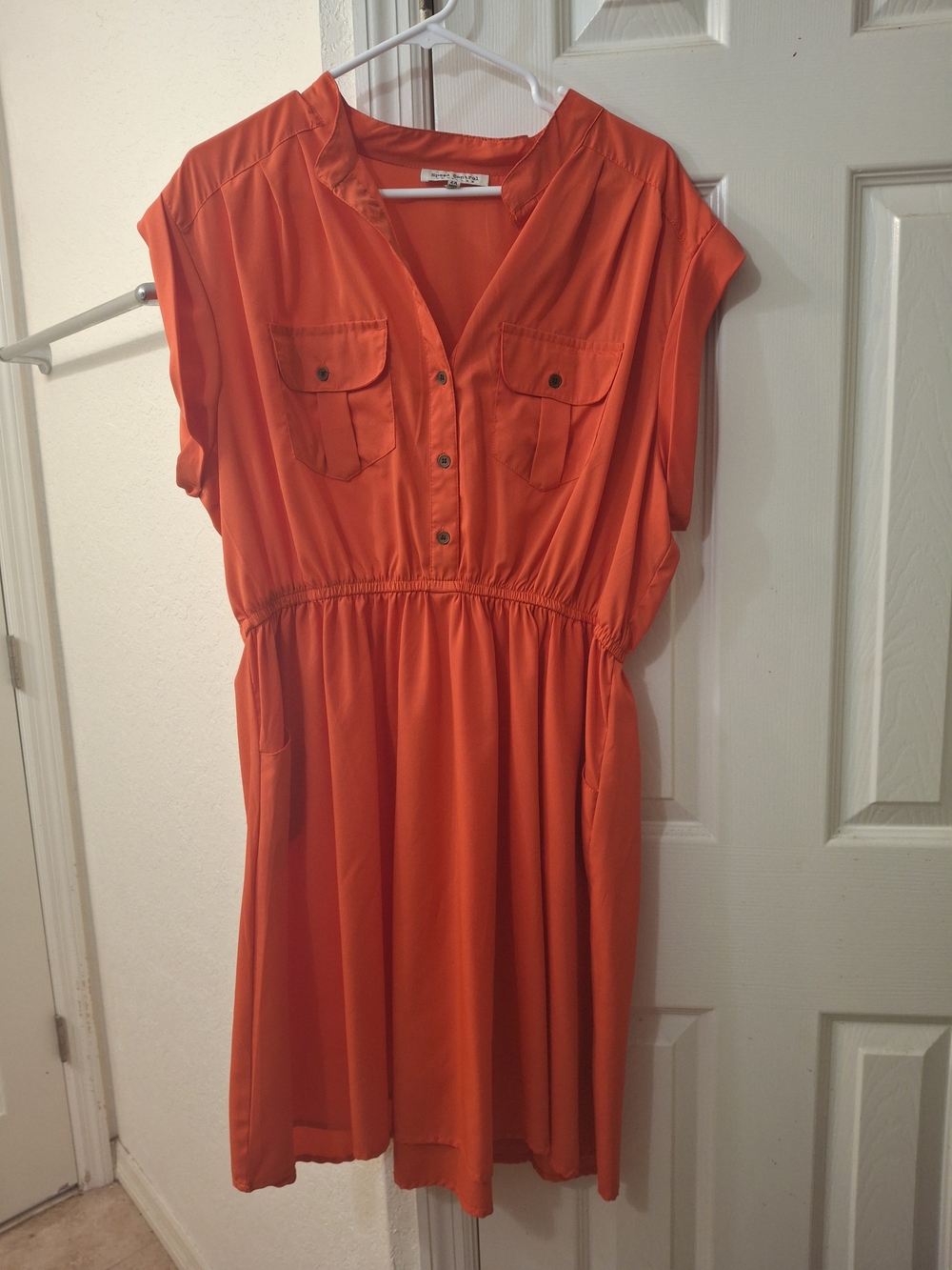 Bright Orange Shirtwaist Dress - Unbranded